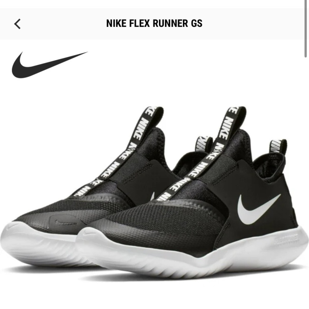 NWT NWB Nike Flex Runner GS Black Sneaker Big Kid Youth Size 7 7Y Shoes EUR 40